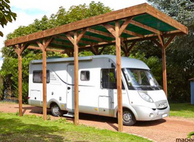 Carport véhicule de loisir et camping-car avec structure en bois Douglas